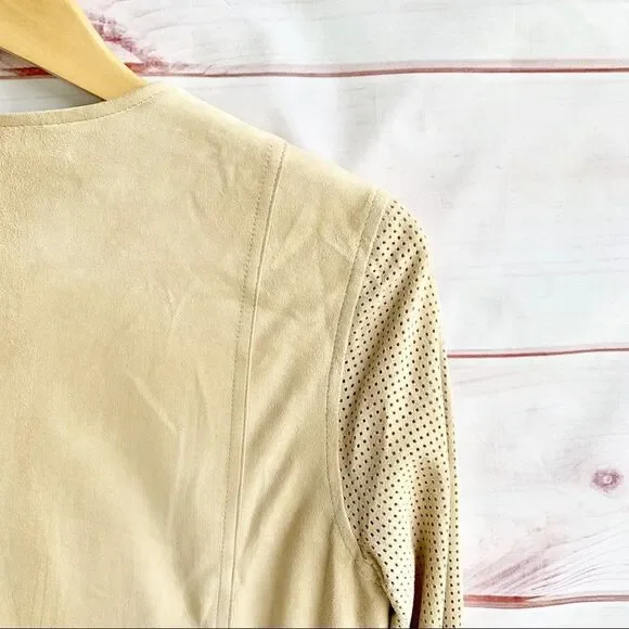 7 for All Mankind Tan Genuine Goat Suede Leather Motorcycle Jacket - Picture 8 of 8